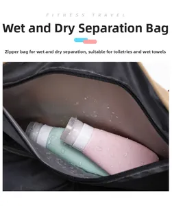 Waterproof dry and wet separation pocket inside travel bag for toiletries and wet towels