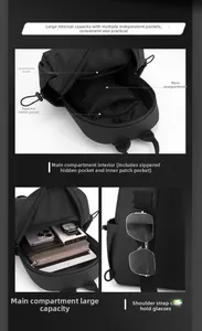 Design interno multitasca del borsello monospalla impermeabile con gancio occhiali