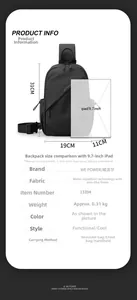 Dettagli dimensioni 31x19x11cm per borsa a tracolla nera con tessuto impermeabile ad alta densità
