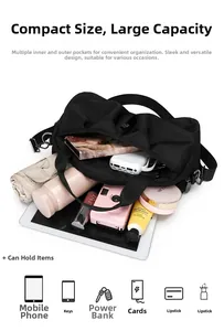 Detailed interior view of a large black nylon bag showcasing high storage capacity