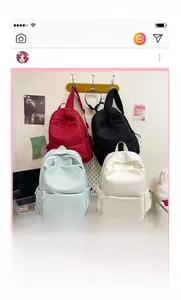 Detail view of large capacity waterproof student backpacks in four colors with embroidery