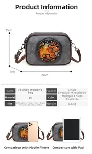 Tableau des tailles détaillé du sac Boston vintage montrant les dimensions et le matériau PU