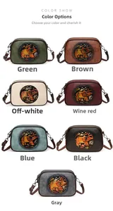 Aperçu des couleurs de sacs bandoulière rétro avec gaufrage d'éléphant et zip double