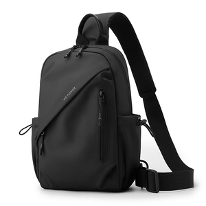 Borsa a tracolla impermeabile nera con logo WE POWER e tasca laterale per borraccia