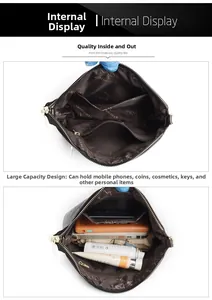 Macro shot of shell bag interior showing zipper pockets and phone storage compartments
