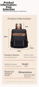 Detailliertes Diagramm des Oxford-Stoff-Rucksacks mit vollständigen Abmessungen