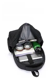 Internal layout of large capacity travel backpack showing padded laptop and tablet sleeves