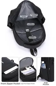 Detail view of large capacity waterproof backpack showing multi-layer internal compartments