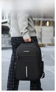 Detail of waterproof business backpack with reflective strip and ZHUIFENGBAO branding