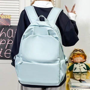 Minimalist large capacity mint green student backpack with ergonomic wide shoulder straps