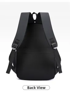 Detail view of the breathable 3D mesh back panel and padded shoulder straps on the backpack