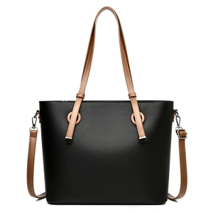 Sac Fourre-tout Pour Femmes En Cuir PU Texturé Grande Capacité Sac À Main Couleur Contrastée Avec Bandoulière
