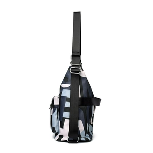 Winter nylon crossbody bag with casual street style abstract letter print on white background