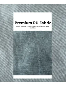 Macro view of gray PU leather texture with diagonal twill and anti-wrinkle properties