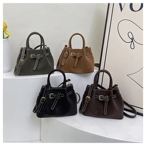 Chic bucket bags in premium matte leather with belt buckle detail in various colors