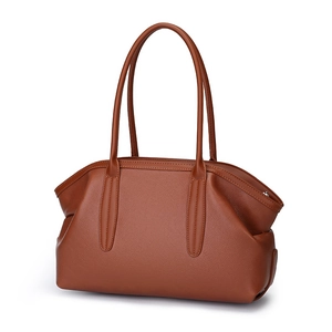 Brown lychee texture leather tote bag with large capacity for women's daily commuting