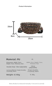 Detaillierte Maße und Spezifikationen der PU-Gürteltasche mit Leopardenmuster