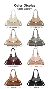 Vue détaillée des sacs Boston plissés en huit couleurs avec boucles métalliques élégantes