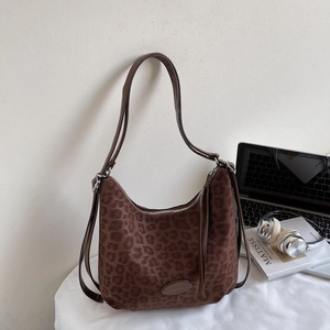 Leopard Print Hobo Bag PU Leather Large Capacity Shoulder Crossbody Commuter Casual Fashion Women