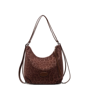 Large leopard print hobo bag with dual shoulder straps and a vintage aesthetic design