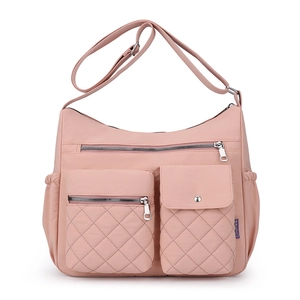 Nylon Crossbody Bag Large Capacity Multi Pocket Water Resistant Quilted Diamond Shoulder Bag For Women Travel Casual
