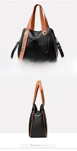 Détail du sac cabas plissé noir avec texture cuir et garniture métallique FEDN