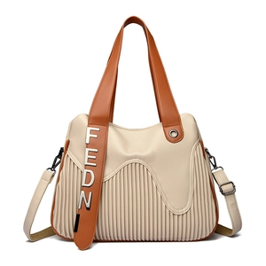 Sac Cabas Plissé Pour Femmes Cuir PU Couleur Contrastée Sac À Épaule Grande Kapacité Sac Bandoulière Bureau