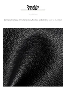 Close-up of durable black litchi pattern leather showing smooth and refined texture