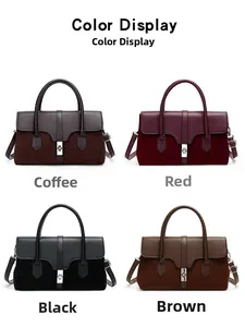 Detailed color display of vintage matte textured handbags in coffee, red, black and brown