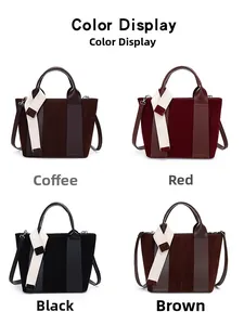 Detailed color display of vintage bucket bags in coffee, red, black, and brown leather
