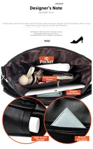 Top view of black leather tote bag showing large capacity with multi-compartment interior
