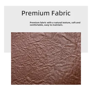 Close-up of premium brown lychee texture leather fabric showing soft natural grain