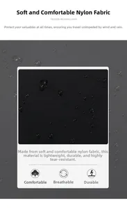 Waterproof and tear-resistant nylon fabric texture detail of the women's backpack
