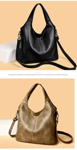 Detail view of large tote bags in black and olive green with lychee texture leather