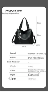 Guide des tailles montrant les dimensions 35x35x12cm de ce grand sac cabas en cuir PU