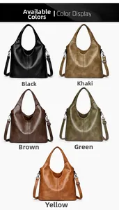 Litchi pattern tote bags shown in five colors: black, khaki, brown, green and yellow