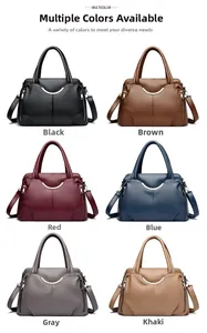 Vue en matrice de grands sacs en cuir en noir, marron, rouge, bleu, gris et couleur kaki