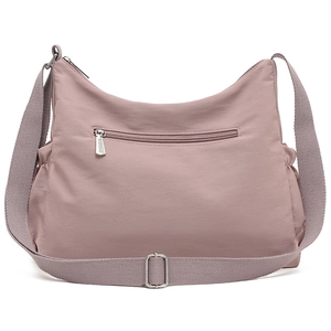 Large capacity Oxford fabric crossbody bag in mauve pink with adjustable strap