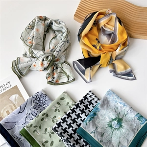 Sheer long silk scarves for women with assorted floral and geometric prints in soft tulle