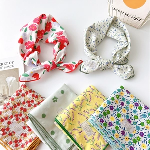 Lot de carrés de soie en coton et lin à fleurs avec tissu doux et respirant pour femme