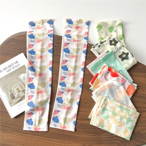 Sun Protection Arm Sleeves Ice Satin Breathable UV Protective Cooling For Outdoor Cycling Driving Floral Star Pattern