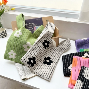 Handmade floral knit tote bags in multiple colors with hollow crochet texture design