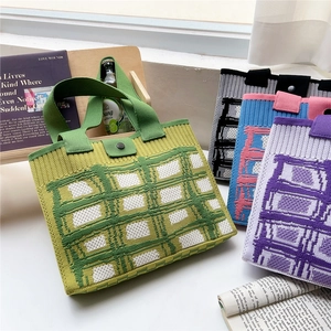 Borse tote in maglia intrecciata stile giapponese in verde, grigio, blu e viola