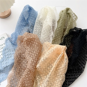 Elegant lace scarf hair ribbons in various colors with retro hollow mesh texture