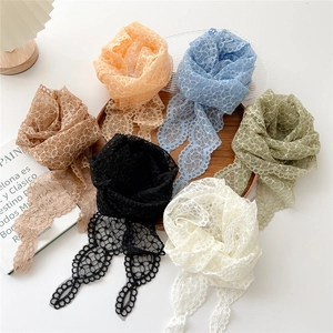Elegant floral lace scarf set for women in six colors including orange and blue