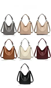 Multiple color options for the crocodile embossed hobo bag shown in a professional display