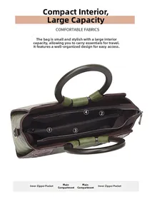 Detail view of large tote bag interior with dual main pockets and inner zipper pockets