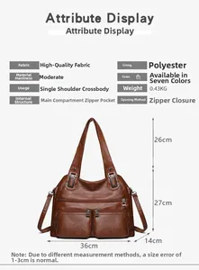 Détails du sac à main en cuir marron grainé avec dimensions de 36x27x14cm et texture