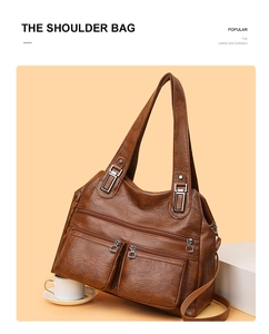 Détails de ce sac à bandoulière marron rétro avec poches zippées et quincaillerie vintage