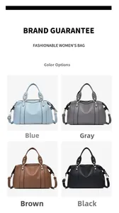 Borse a mano Boston in pelle blu, grigio, marrone e nero con finiture in oro lucido
